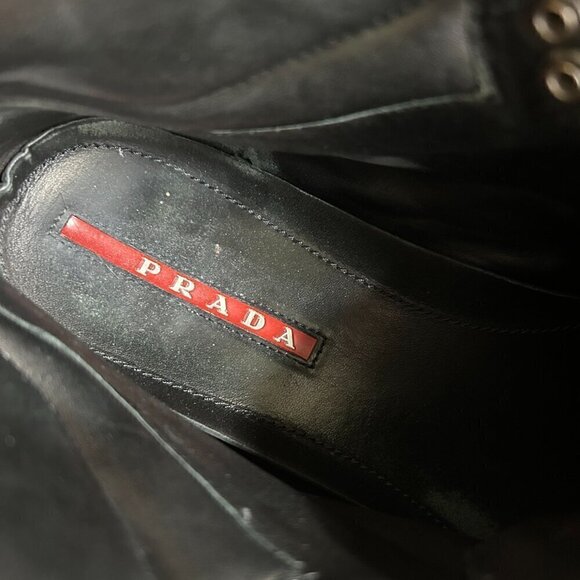 Prada Brown Sneakers with Distressed Leather and Rugged Sole - Picture 6 of 13